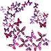 Ewong Butterfly Wall Decals, 36PCS 3D Butterflies Home Decor for Room, Wall Sticker for Girls Room Kids Bedroom Bathroom Baby Nursery Decoration (Purple)