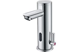 Gangang Single Lever Automatic Bathroom Touchless Faucet, Motion Infrared Sensor Activated Hands-Free Vessel Sink Mixer Tap (