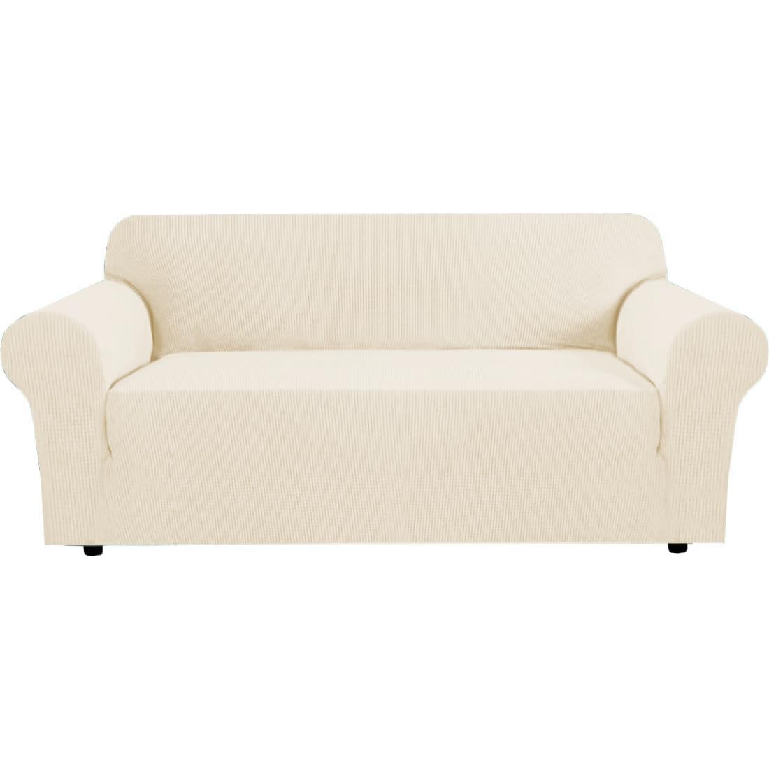 Photo 1 of H.VERSAILTEX Stretch Couch Covers for Sofa 1 Piece Slipcovers for Couches and Sofas 3 Seater Couch Cover Feature Thick Checked Jacquard Fabric with Elastic Bottom(Sofa 72"-88" Wide, Porcelain)
