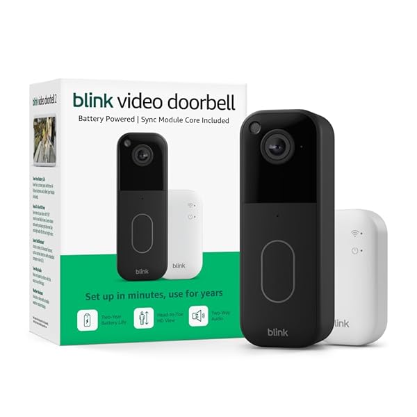 BLINK VIDEO DOORBELL – HEAD-TO-TOE HD VIEW, TWO-YEAR BATTERY LIFE, AND SIMPLE SETUP. SYNC MODULE CORE INCLUDED – SYSTEM (BLACK)