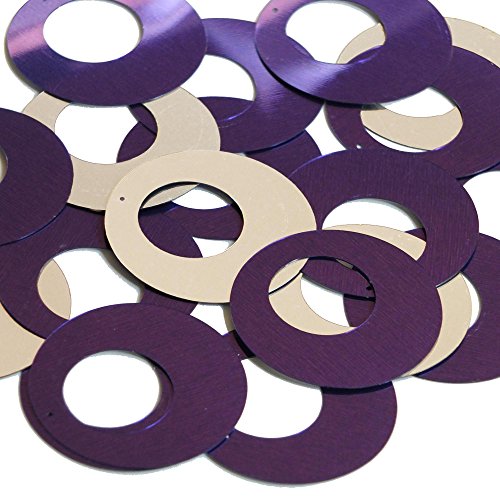 Purple Silver Sequin Circle Loop Ring 1.5 inch Couture Paillettes. Made in USA. Loose sequins for embroidery, bridal, applique, arts, crafts, and embellishment