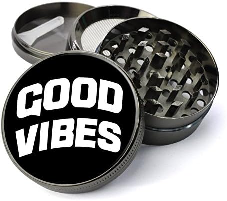 Expression Gifts 5 Piece Good Vibes Only Spice Tobacco Herb Grinder with Pollen/Keef Catcher, X-Large