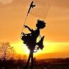 Yard Butterfly Girl Silhouette Large Vintage Metal Sculpture for The Garden, Yard Art Sculpture, Shadow Art for Garden…