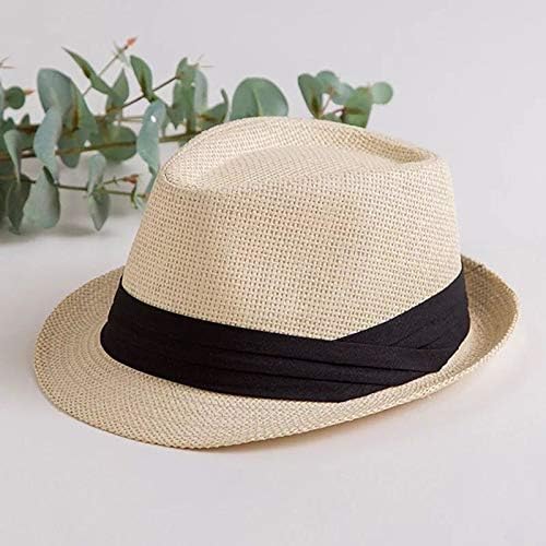 Voocye 麦わら帽子 ストローハット 中折れハット 吸汗 速乾 パナマ帽 大きいサイズ 天然ペーパー 春夏 レディース ショッピング 紳士風 2 日よけ帽子 メンズ ベルト ベージュ 軽量