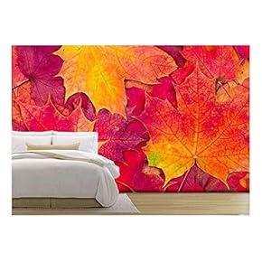 Background from Bright Autumn Leaves of a Maple - Removable Wall Mural | Self-Adhesive Large Wallpaper - 66x96 inches