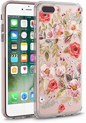 iPhone 8 Plus Case, CASESOCIETY Floral Flowers Clear Design Printed on Hard Plastic with Soft TPU Bumper Rubber Protective Back Phone Case Cover for Apple iPhone 7 Plus Case and 8 Plus (5.5 Inch)