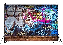 Leowefowa 7X5FT Graffiti Backdrop 80's Hip Hop