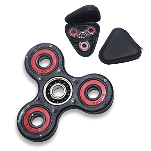 Wophain Spinner Fidget Toy EDC Focus Toy Durable High Speed Si3N4 Hybrid Ceramic Bearing for Relieve Stress and Kill Time( 1.5-2.5 Min Spins Non-3D) (Black&Red)