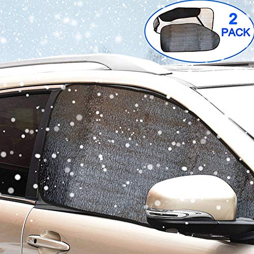 Big Hippo Side Window Snow Cover, Thickness Winter Car Window Snow, Ice, Frost Cover Sun Protection - Universal Fits Most Cars, Sedans, Small Trucks, SUVs (2 Pack)