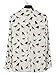 Clothink Women White Bird Print Shirt Collar Long Sleeve Button Up Shirt