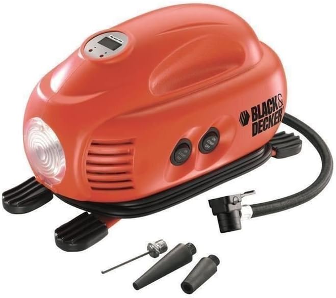 Black+Decker ASI200-XJ ASI200-XJ-Inflador de Aire CC para 12V, Naranja