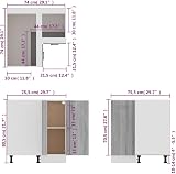 vidaXL Multi-Purpose Engineered Wood Kitchen Cabinet Grey Sonoma 75.5x75.5x81.5 view 8