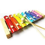Wooden 8 Notes Xylophone, Children Musical Toy Musical Instrument for Kids with 2 Wood Mallets For Fun