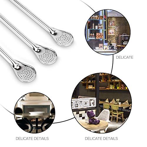 Reusable Drinking Spoon with Straws Stirrer, Echeer 2 Pack Color Assorted Stainless Steel Anti-Scratching Metal Straws Straws Stirrer for Coffee, Tea, Juice, Smoothies