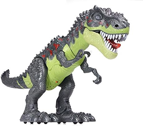 CifToys Ultimate Tyrannosaurus Rex Dinosaur Toys–Large &amp; Realistic Jurassic T-Rex Action Figure with Real Sounds, Walking, Moving &amp; Glowing Dino Figurine, Perfect Gift–Battery Powered (Green)