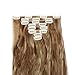 Ombre Clip in Hair Extensions Balayage Two Tones Highlighted 8PCS Clip on Synthetic Hairpiece Full Head Long Straight Wavy Hair for Women- 24