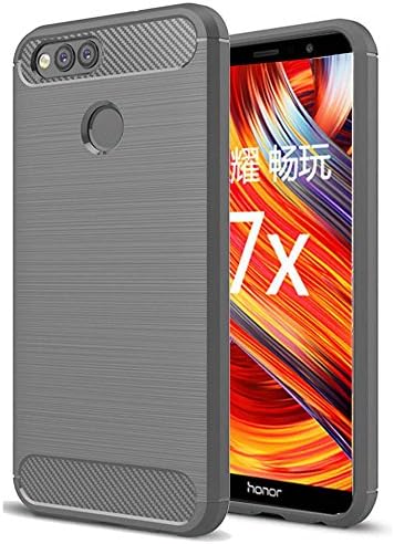 Huawei Honor 7X case, Yuanling [Shock Resistant] Carbon Fiber Soft TPU Brushed Texture Phone case Anti-fingerprint Flexible Full-body Protective Cover For Huawei Honor 7X smartphone (Grey)