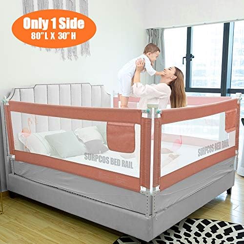 SURPCOS Bed Rails for Toddlers - 60โ 70โ 80โ Extra Long Baby Bed Rail Guard for Kids Twin, Double, Full Size Queen & King Mattress (Flamingo, 1Side:80"(L)ร30"(H))