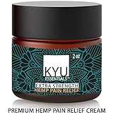 Organic Hemp Extract Pain Relief Cream 750mg by KYU - Extra Strength Therapy for Back, Knee, Hands, Feet, Inflammation, Arthritis, Joint Pain, Premium Hemp Oil Infused 2oz
