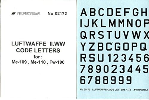 Propagteam Decals 1:72 Luftwaffe WWII Code Letters for Me-109/110 Fw-190 #02172