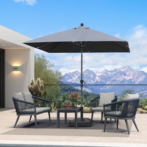 PURPLE LEAF Sonnenschirm 250 × 250 cm Alu mit Kurbel UV-beständig, Grau
