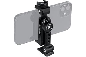 Arnarkok Metal Phone Tripod Mount w Rotatable Cold Shoe,360 Rotation & Tilt Angle,Compatible with iPhone Cell Phone Tripod Mo