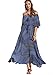Milumia Women's Boho Off The Shoulder Swing Maxi Dress Navy Blue Large