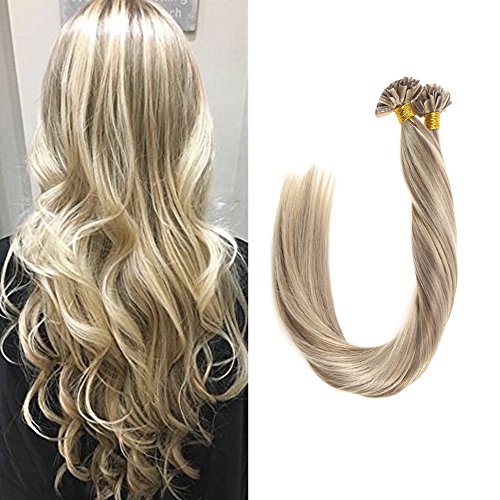 VeSunny 20inch U Tip Remy Hair Extensions Color #16 Golden Blonde Mixed #22 Light Blonde Keratin Hair Extentions 1g/s 50G