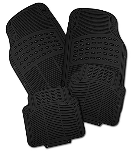 Zone Tech Universal Fit 4-Piece Classic Premium Quality All Weather Heavy Duty Vehicle Floor Mat - Full Rubber (Black)