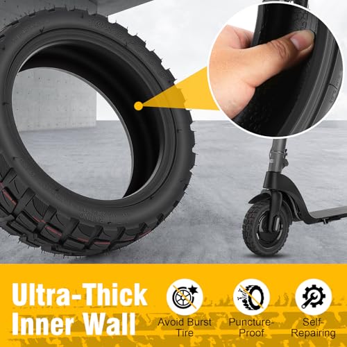10x2.75-6.5 Vacuum Tire with Valve, 10 Inch Tubeless Rubber Anti Slip Off-Road Tire for Electric Scooter, Suitable for Snowy Sandy Gravel Roads