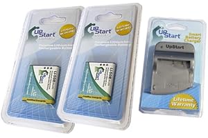 2 Pack - LI-50B Battery Replacement + Charger (1000mah, 3.7v, Li-ion) for Pentax, Olympus, Panasonic Digital Camera - Compati