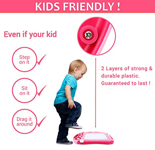 CHUCHIK Toys Magnetic Drawing Board for Kids and Toddlers. Large 15.7 Inch Doodle Writing Pad Comes with a 4-Color Travel Size Doodle Sketch Board for 1 - 4 Year Old Girls - Thumbnail 3