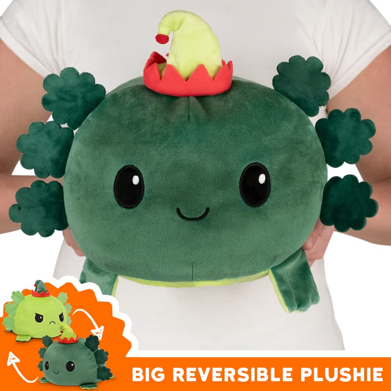 TeeTurtle - Original Reversible Big Axolotl Plushie - Green Elf - Huggable and Soft Sensory Fidget Toy Stuffed Animals That Show Your Mood - Perfect Gift for the Holidays!