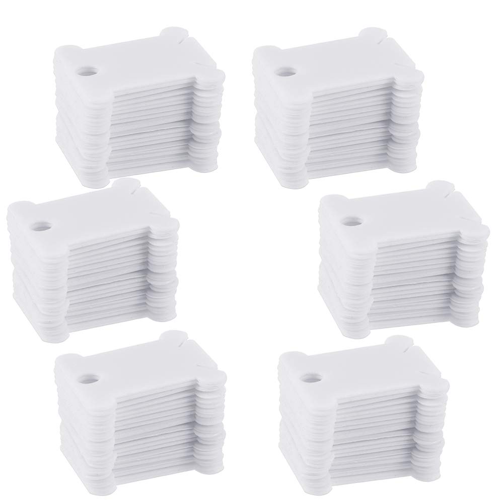 Opopark 120pcs Plastic Floss Bobbins Cross-Stitch Embroidery Thread Organiser Floss Bobbins Card for Craft DIY Embroidery Sewing Storage White