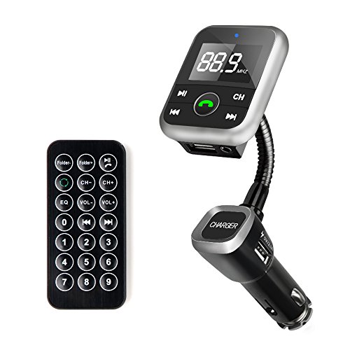 ALLOMN Car LCD Bluetooth FM Transmitter Music Audio Stereo Radio Modulator Kit TF USB 2.1A with Remote Control