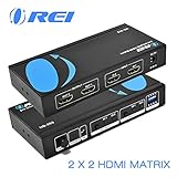 OREI HD-202 2x2 HDMI 1.4V Matrix Switch/Splitter (2-input, 2-output) with Remote Control Supports PIP, MHL, HDMI 1.4, 3D, 1080p, 4K x 2K