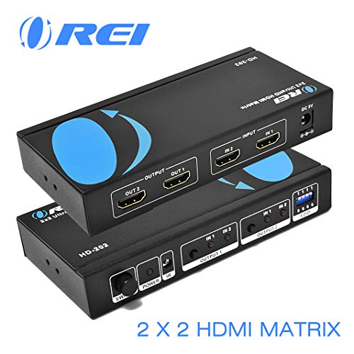 OREI HD-202 2x2 HDMI 1.4V Matrix Switch/Splitter (2-input, 2-output) with Remote Control Supports PIP, MHL, HDMI 1.4, 3D, 1080p, 4K x 2K