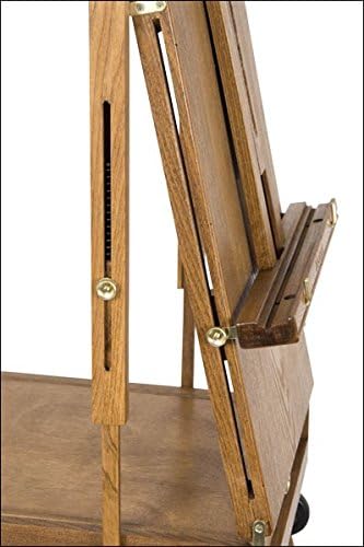 Creative Mark Monet Traveling French Style Wooden Art Easel Sketchbox Wood Artist Palette Telescope Handle Rolling Casters