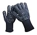Oven Gloves 932°F Extreme Heat Resistant (Cooking, BBQ, Grilling, Fireplace) with Double Layers Silicone Coating, 14