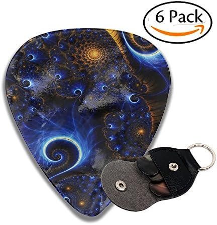 Guitar Picks Plectrums 6-pack 0.46mm / 0.71mm / 0.96mm Blue Trippy Acid Psychedelic Stylish Celluloid Bass Ukulele