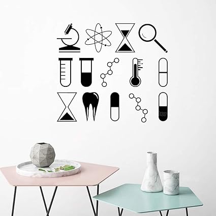 Microscope Magnifying Glass Teeth Atom Vinyl Wall Stickers