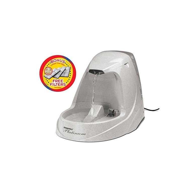 PetSafe Drinkwell Platinum Cat and Dog Water Fountain, Builtin