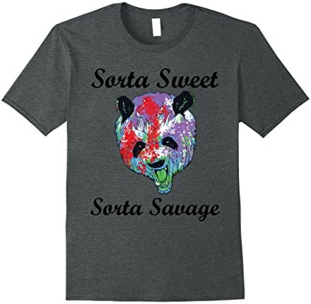 Mens Sorta Sweet Sorta Savage T-Shirt Panda Tee Small Dark Heather