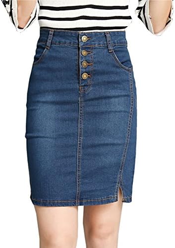 Fashion Summer Autumn Women Pencil Skirt New High Waist Buttons Slim Sexy Office Lady Elegant Denim Skirt NEW S-XXL