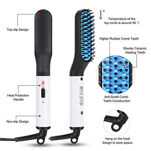 Beard Straightener for Men, Nivlan Beard Straightening Brush Hair Straightening Comb Hair Styler Electric Hot Comb Anti-Scald Heated Beard Comb Dual Voltage 100V-240V For Home & Travel