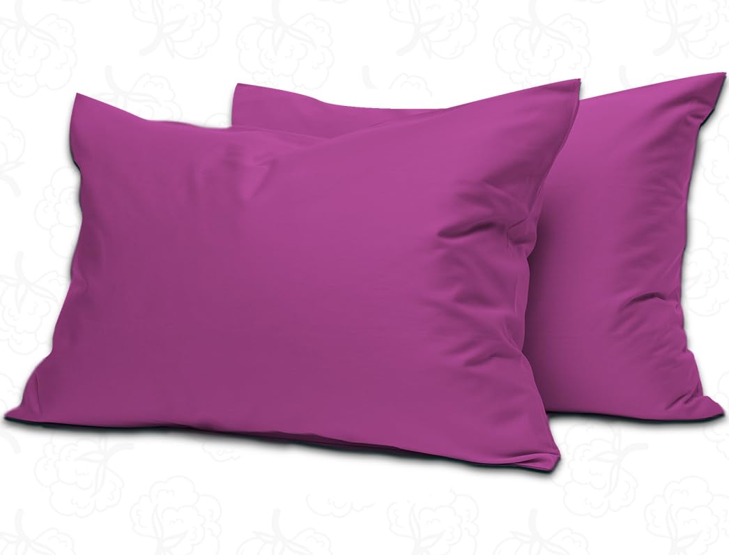 MistyMorning Pillow Cases 2 Pack Soft & Premium Quality Bedding & Linen, Egyptian Cotton 200 Thread Count, Breathable & Envelope Closure in Standard Size (50x75+15 cm) (Purple, Pack of 2) — image 1