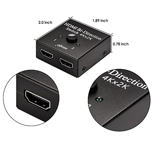 HDMI Switch Bi-Directional Switch Olycism Bi-direction Switcher/Splitter 2 Into 1 or 1 In 2 Out Support Ultra HD 4k X 2k 1080p for HDTV, Game Consoles, PC