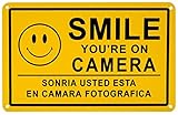 Mysignboards Smile You're on Camera Security Video Surveillance Sign English Spanish Landscape