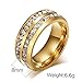 Mens Wedding Bands Classic 8MM Titanium Stainless Steel Plated 18K Gold Double Row CZ Crystal Womens Promise Anniversary Rings High Polished Finish Comfort Fit Size 6-13