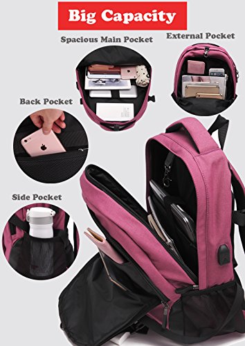 Anti-theft Laptop Backpack, Loaged Business Bags with USB Charging Port Water Resistant School Bookbag for College Travel Backpack for 15.6-Inch Laptop and Notebook (Purple)
